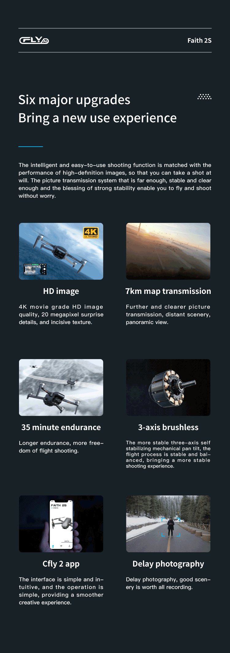C-FLY Faith 2S Drone Professional 4K HD Camera 3-Axis Gimbal Foldable RC Quadcopter 35min Flight 7KM CFL Faith 2 Upgrade Version