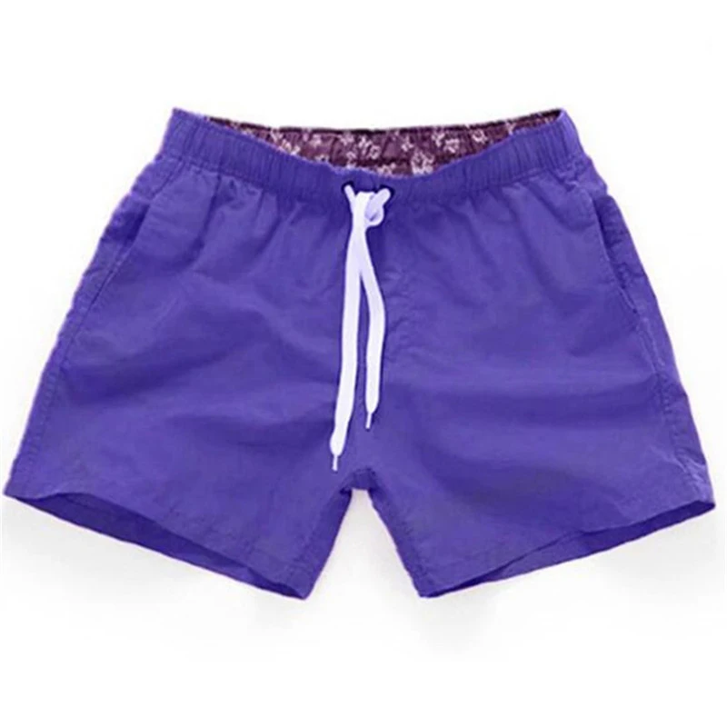 Mens New Board Shorts Summer Solid Elastic Waist Fashion Beach Shorts Swim Trunks