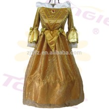 New style golden sleeping beauty sex kids princess dress costume
