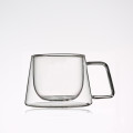 Heat resistant double wall glass coffee mug