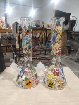 Mushroon Decal Glass Beaker Bongs