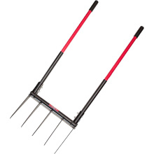 Professional Gardening Digging Fork: Isunpro Pro Stainless Steel Manure Pitchfork and Broad Fork with Fiber Glass Handle