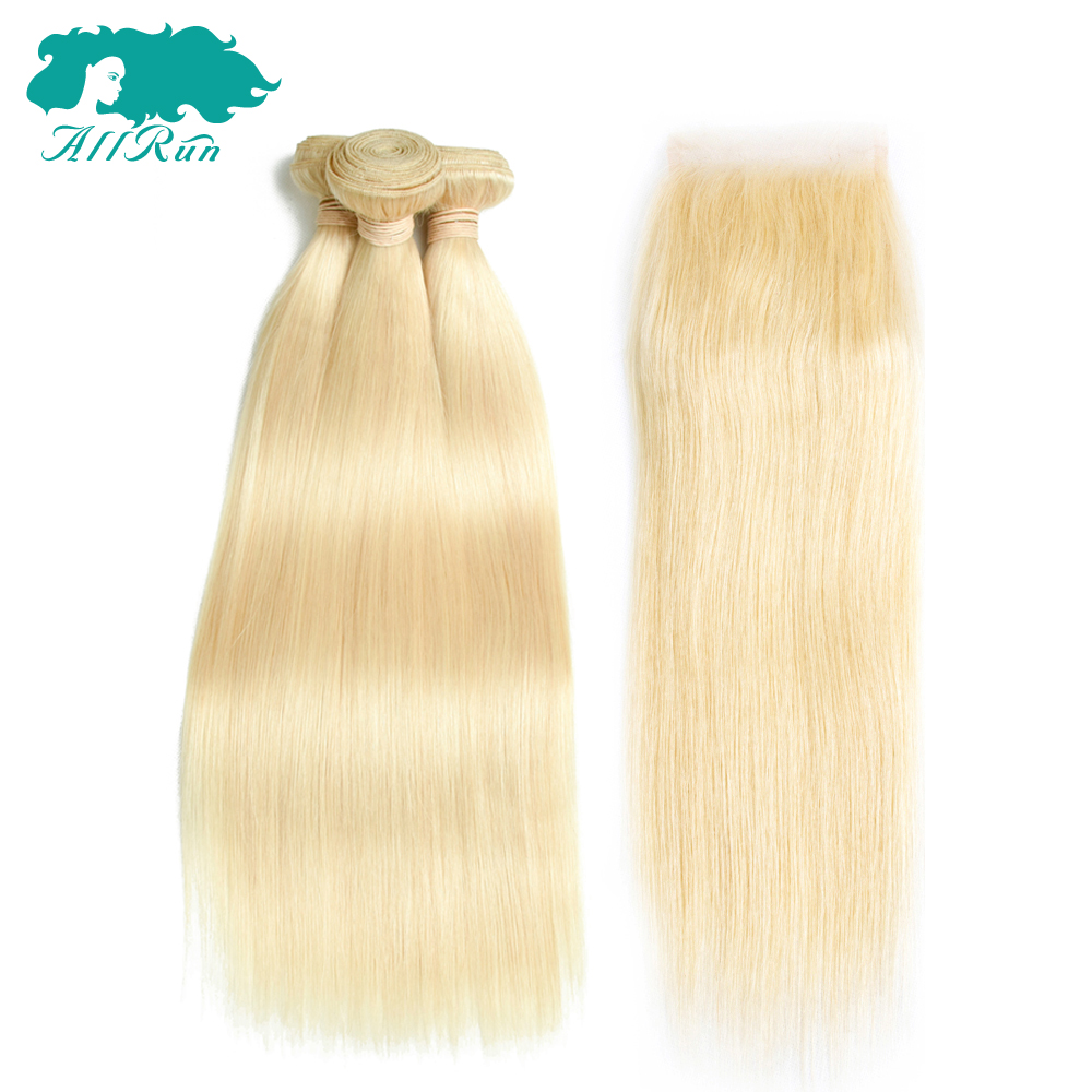 613# 10A 3 Pieces Diffrent Length Of Hair Bundles With One Piece 613# 4*4 Lace Closure No Tangle No Shed , 100% Human Hair