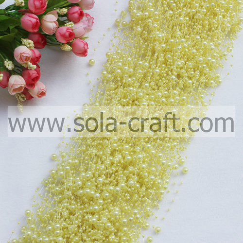 3+8MM Light Yellow Colors Acrylic Wire Pearl Beaded Garland