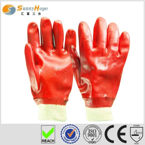 sunnyhope red interlock pvc coated gloves for Painting industry