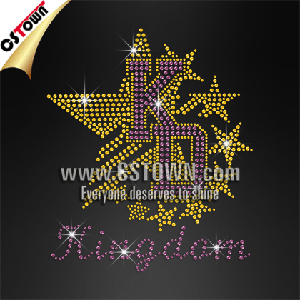 Kingdom capital letters with stars rhinestone iron-on transfers wholesale