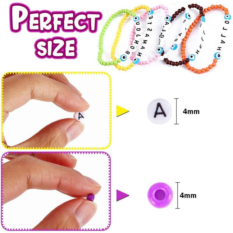 Amazon Hot Sell Glass Clay Beads Colorful Piant Stone Letter DIY Aplpha Beads For Jewelry Making Kit