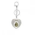 Gemstone Silver Alloy Wing Teardrop Keychain Gemstone Pendant Heart Shape Key Ring for Men Women Anniversary Gift