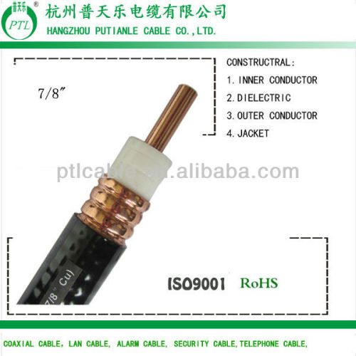 50 ohm corrugated copper 7 8 feeder cable , PE jacket