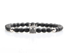 Wholesale High Quality Handmade Jewelry Matte Agate Beads Crown Bracelet