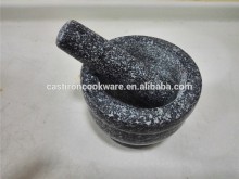 Kitchen accessory natural granite mortar and pestle with polished surface