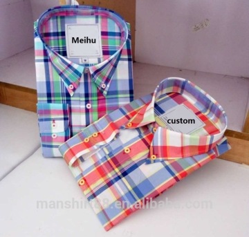 2016 latest fashion designer plaid button down shirt