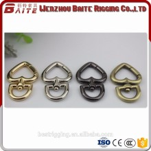 Zinc alloy heart shape and D shape solid brass swivel clasp and hooks for handbag rigging