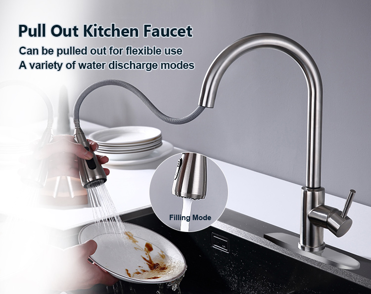 New Style Stainless Steel Fashion Pull Out Sprayer Kitchen Taps Sink Faucet Kitchen Faucet