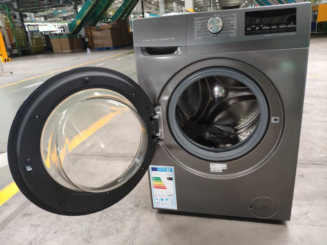 9kg Gray High Quality Electric Automatic Front Loading Washing Machine for Sale