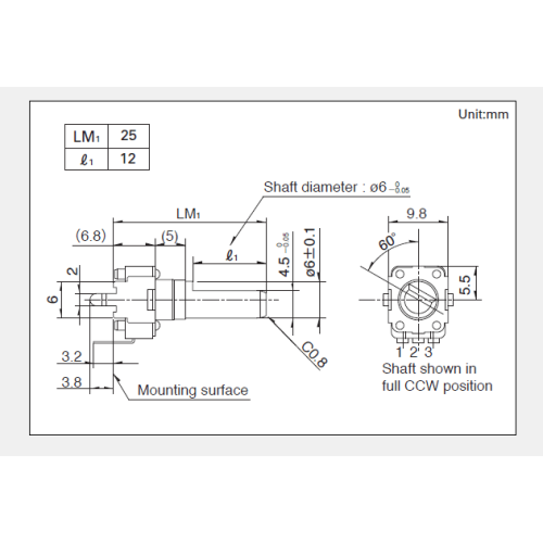 Potencjometr obrotowy serii Rk09d