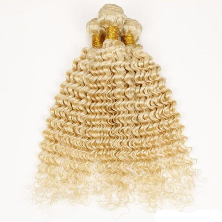 Russian Blonde 613 Colour Deep Wave 100% Virgin Hair Weave with Frontal Closure, Raw 613 Human Hair Deep Wave Bundles