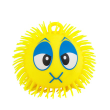 TPR Rubber Big Eye Hairy Flashing Soft Worm Inflatable Puffer Ball with LED Lights