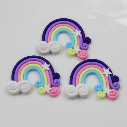 Multi Color Kawaii Polymer Clay New Rainbows Cabochons for Kids Craft Arrival 100PCS 38*50mm Artificial SOLA Craft 100pcs /bag