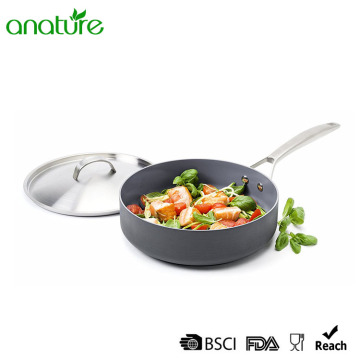 Stainless Steel Lid Hard Anodized Cooking Fry Pan