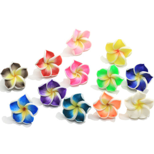 100pcs/lots 15mm Polymer Clay Plumeria Frangipani Flowers Beads For Diy Hawaiian Earrings Necklace Holiday Jewelry Crafts Making