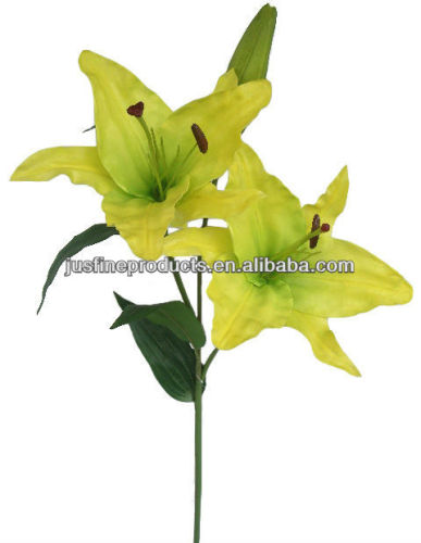 86cmH Artificial Lily, PU lily Spray, High Quality Yellow Flowers Artificial Lily