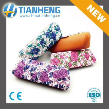 optical eyeglasses case flower spectacles case metal iron pvc body beautiful eyewear case