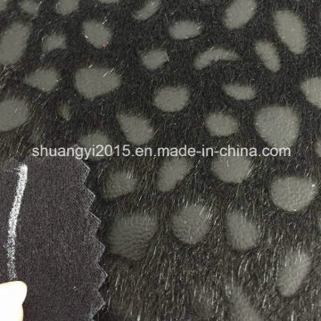 Imitation Horsehair Flocking PU Leather for Shoes