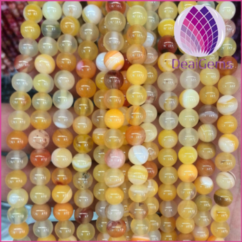 Wholesale 4----20 mm round yellow striped agate loose beads yellow lace agate beads