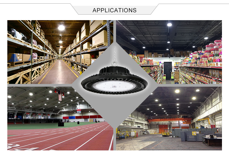 Hook Hanging Installation UFO Light LED IP65 Waterproof Warehouses Manufacturing Facilities Commercial LED High Bay lighting