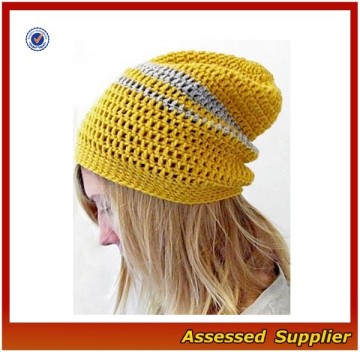 NBH071/ Girls yellow crochet hat/ wholesale slouch beanie hat