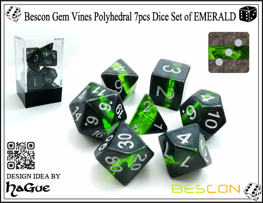 Bescon Gem Vines Polyedral 7pcs Würfel Set von EMERALD-1 Bescon Gem Vines Polyhedral 7pcs Dice Set of EMERALD-1