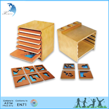 Promotional kindergarden EN71 montessori map toy with cabinet