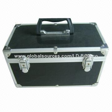 Portable CD/DVD/VCD case for storage, black PVC panel, with aluminum frame