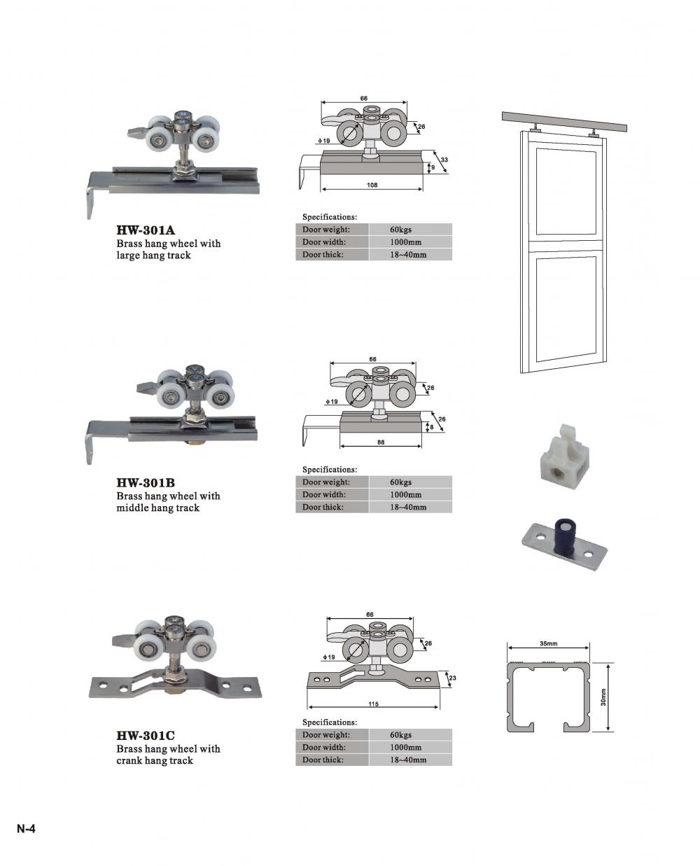 Super quiet glass door hanging wheel