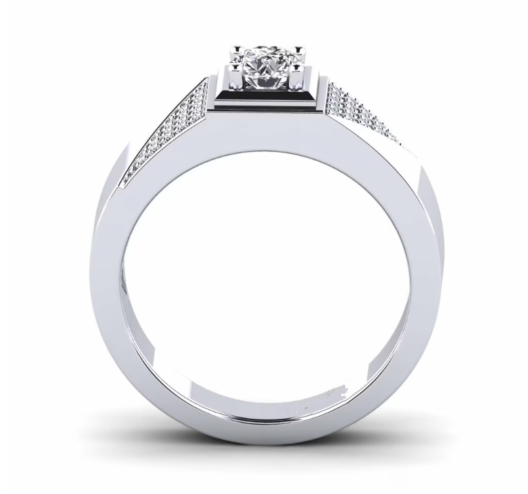 FLORAL JEWELRY ปิดมุมมองของไหล่ปูสามเหลี่ยมบนแหวนบุรุษ