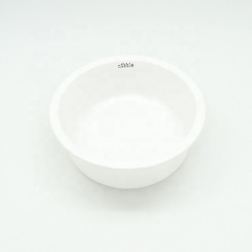 Pet Feeding Bowl White Rounded Ceramic Dog Bowl