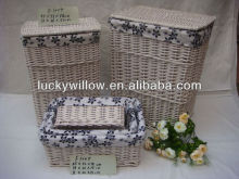 Vintage Grey Willow laundry baskets with lids