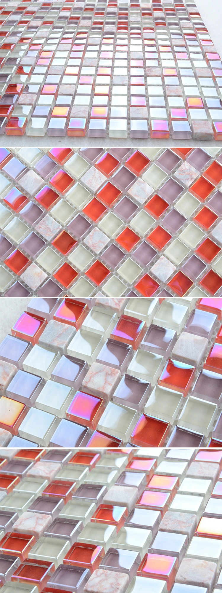 300X300 Color Mixture Glass and Stone Mosaic Wall Tile