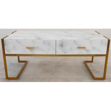 Mesa de centro Mármol blanco Vidrio Marco de metal