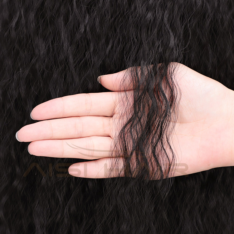 Aisi Hair Long Wavy Black Ponytail Hair Extensions Heat Resistant Synthetic Fiber Hairpieces with Two Plastic Combs