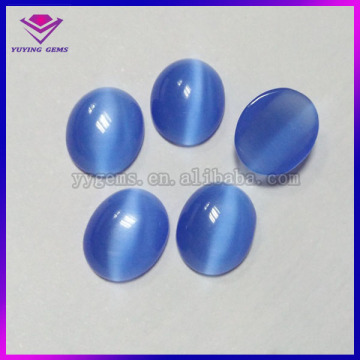 Cat eye gemstone, glass loose bead, blue cat's eye stone