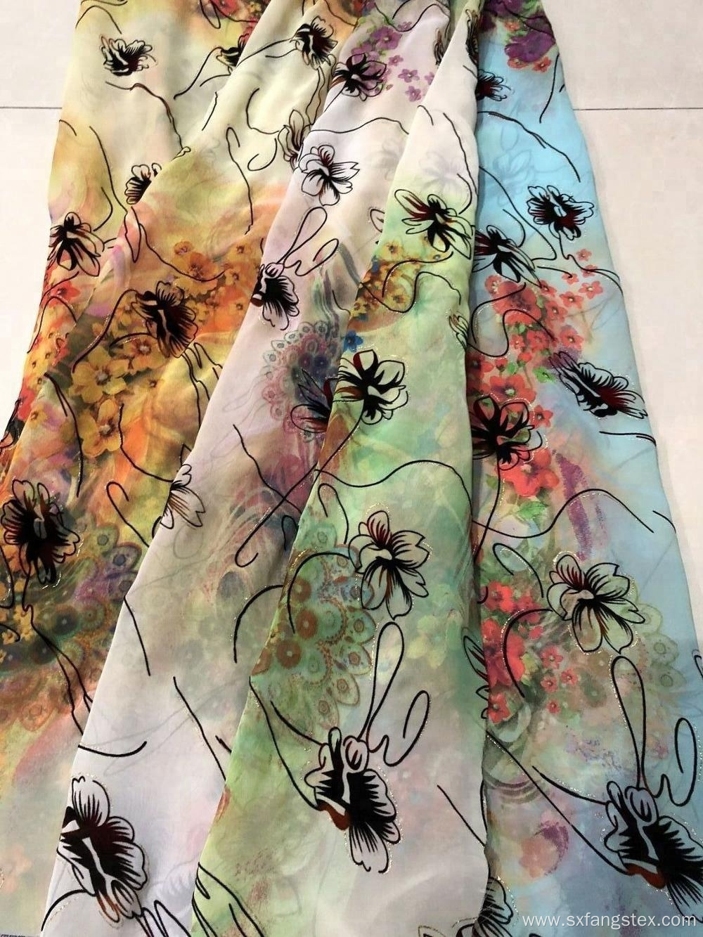 Hot Sale Cheap Polyester Chiffon Embroidered Abaya Fabric