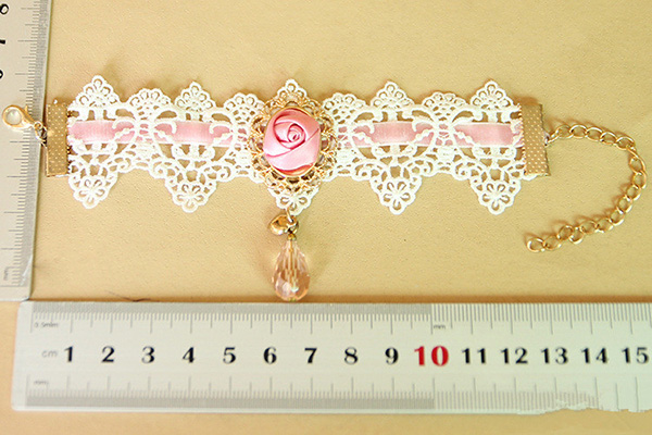 Rose Lace Bracelet With Crystal Beads