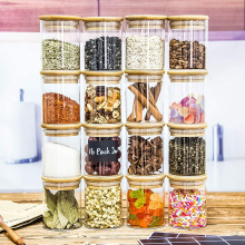 Spicejars di vetro con coperchi di bambù Dry Food Bantelle