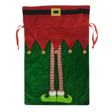 Christma Santa Sack velvet green elf bag