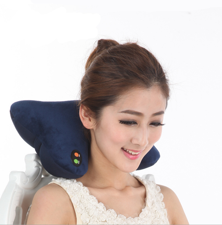 Portable Neck Pillow for Car or Travel Breathable Soft Fiber Cushion Ergonomic Bone Shape Design