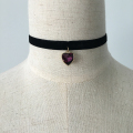 Black Velvet Lace Love Pendant Choker Necklace Untuk Lady