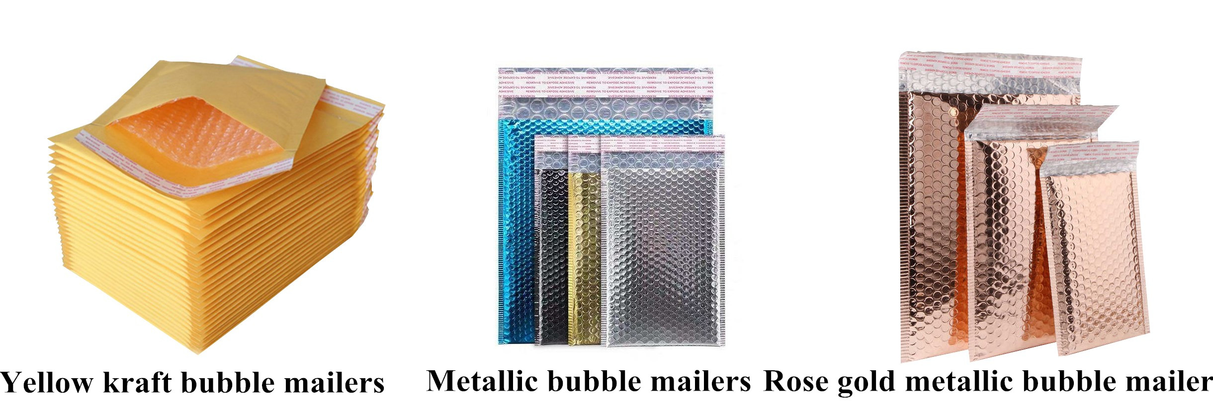 Kraft and metallic bubble mailers