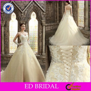 ED Bridal 2015 Gorgeous A-line Lace Crystal Alibaba Bridal Gowns